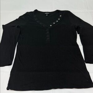 Torrid Black V-Neck Blouse with Button Accents